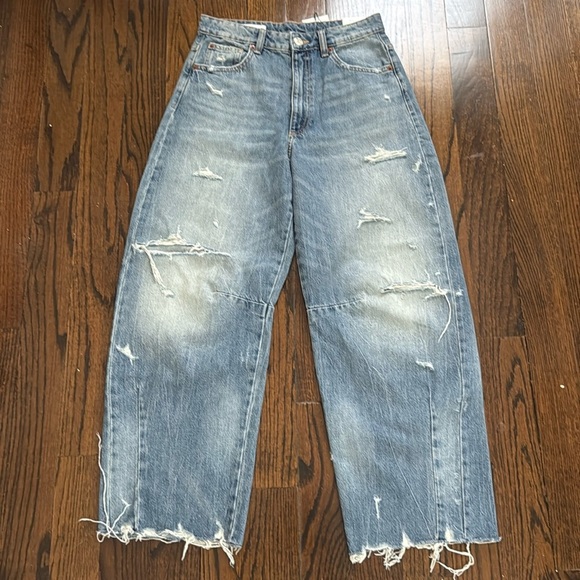 TRF MID WAIST BAGGY BALLOON RIPPED JEANS 27 (US 4) - Picture 2 of 8